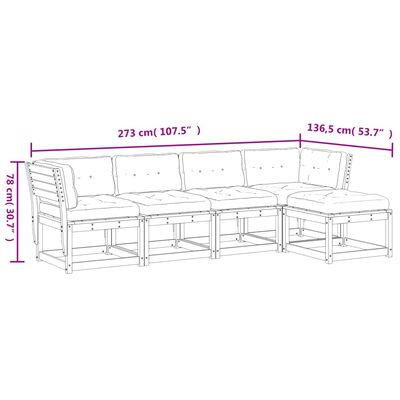 vidaXL Set Divani Giardino 5 pz con Cuscini Legno Massello di Douglas