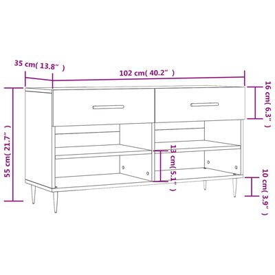 vidaXL Panca Porta Scarpe Grigio Cemento 102x35x55cm Legno Multistrato