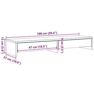 vidaXL Supporto Monitor con Cassetti Bianco 100x27x15 cm in Truciolato