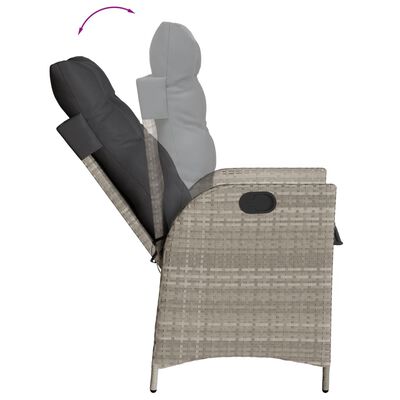 vidaXL Set Pranzo da Giardino 9pz con Cuscini Grigio Chiaro Polyrattan