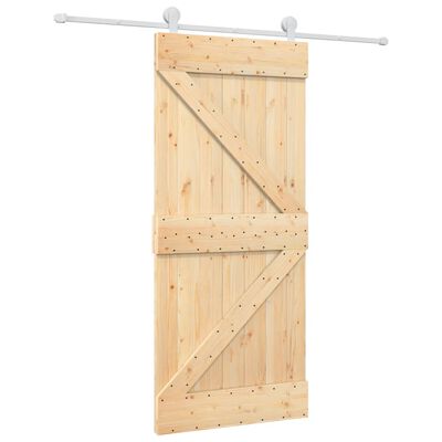 vidaXL Porta Scorrevole con Set Hardware 90x210 cm Legno Massello Pino