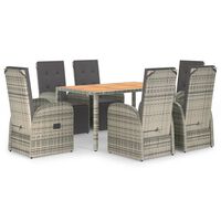 vidaXL Set da Pranzo da Giardino 7 pz con Cuscini in Polyrattan Grigio