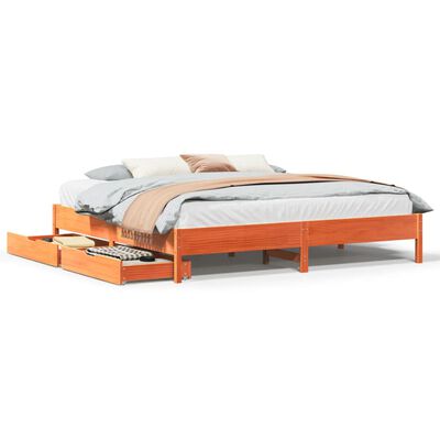 vidaXL Letto senza Materasso Marrone Cera 200x200 cm in Legno di Pino