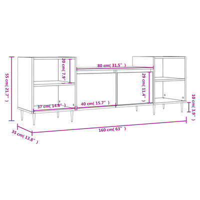 vidaXL Mobile TV Grigio Sonoma 160x35x55 cm in Legno Multistrato