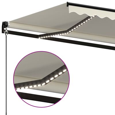 vidaXL Tenda da Sole Retrattile Manuale con LED 400x350 cm Crema