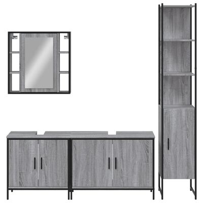 vidaXL Set Mobili da Bagno 4 pz Grigio Sonoma in Legno Multistrato