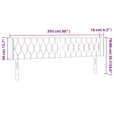 vidaXL Testiera a LED Marrone Scuro 203x16x78/88 cm in Tessuto