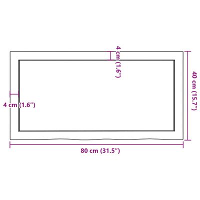 vidaXL Ripiano a Parete 80x40x(2-4) cm Massello Rovere Non Trattato