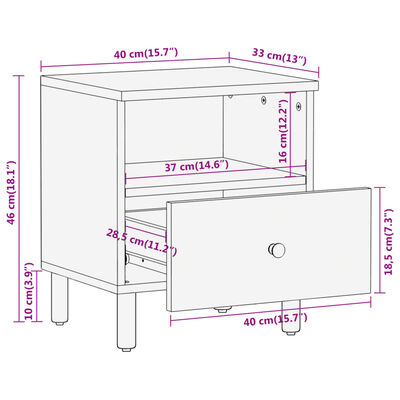 vidaXL Comodini 2pz 40x33x46 cm in Legno Massello di Mango