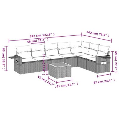 vidaXL Set Divani da Giardino con Cuscini 8 pz Nero in Polyrattan