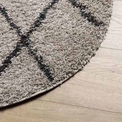 vidaXL Tappeto Shaggy PAMPLONA a Pelo Lungo Beige e Antracite Ø 120 cm