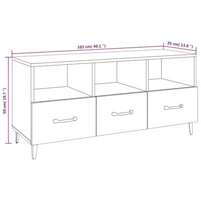 vidaXL Mobile Porta TV Bianco Lucido 102x35x50 cm in Legno Multistrato