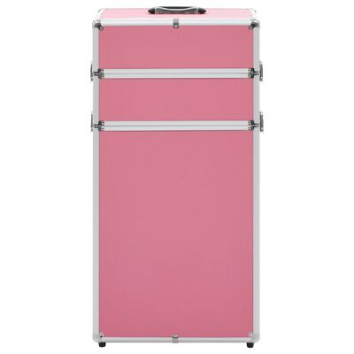 vidaXL Valigia Trolley per Cosmetici in Alluminio Rosa