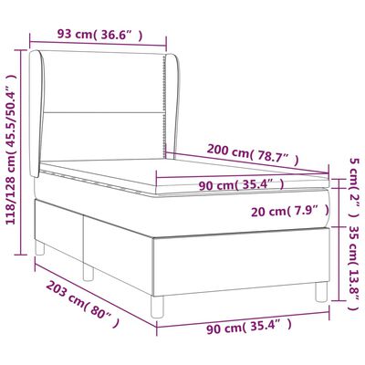 vidaXL Giroletto a Molle con Materasso Crema 90x200 cm inTessuto