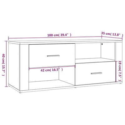 Mobile Porta TV Bianco Lucido 100x35x40 cm in Legno Multistrato