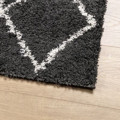 vidaXL Tappeto Shaggy PAMPLONA a Pelo Lungo Nero e Crema 240x240 cm