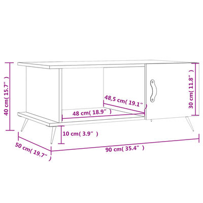 vidaXL Tavolino da Salotto Bianco Lucido 90x50x40 cm Legno Multistrato