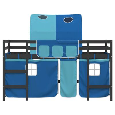 vidaXL Letto a Soppalco con Tunnel Bambini Blu 90x200cm Massello Pino