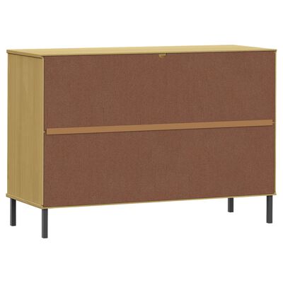 vidaXL Credenza Gambe Metallo Marrone 113x40x77 cm Legno Massello OSLO