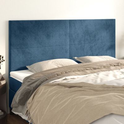 vidaXL Testiera 4 pz Blu scuro 90x5x78/88 cm in Velluto