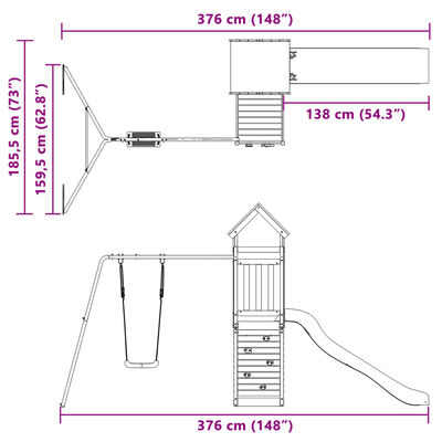 vidaXL Set da Gioco da Esterno in Legno Massello di Douglas