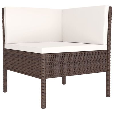 vidaXL Set Divani da Giardino 10 pz con Cuscini in Polyrattan Marrone