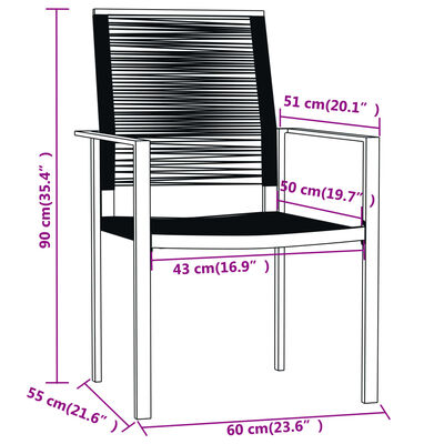 vidaXL Set Mobili da Pranzo da Giardino 9 pz con Cuscini Nero