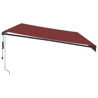 vidaXL Tenda da Sole Retrattile Automatica con LED Bordò 600x350 cm