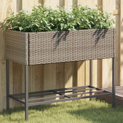 vidaXL Fioriere Giardino con Ripiani 2pz Grigie 90x40x75cm Polyrattan