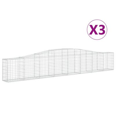 vidaXL Cesti Gabbioni ad Arco 3 pz 400x30x60/80 cm Ferro Zincato