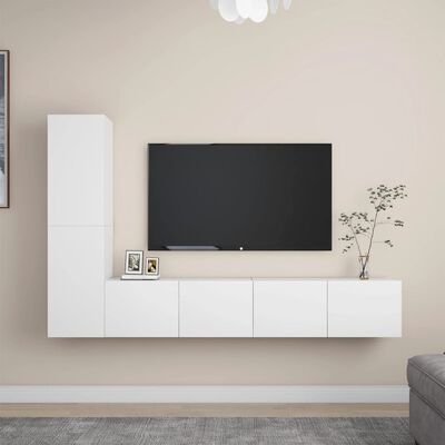 vidaXL Set Mobili Porta TV 4 pz Bianco in Legno Multistrato