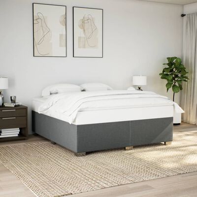 vidaXL Giroletto a Molle con Materasso Grigio Scuro 200x200 cm Tessuto