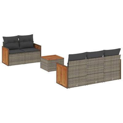 vidaXL Set Divano da Giardino 6 pz con Cuscini Grigio in Polyrattan