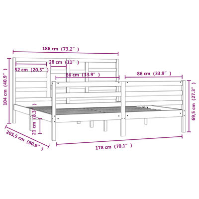 vidaXL Giroletto senza Materasso in Legno Massello 180x200 cm