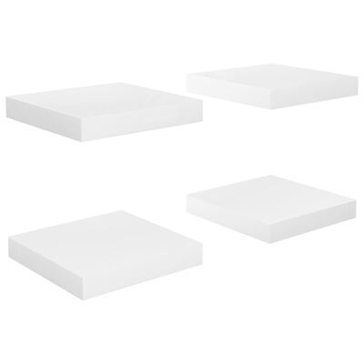 vidaXL Scaffali a Parete 4 pz Bianco Lucido 23x23,5x3,8 cm in MDF