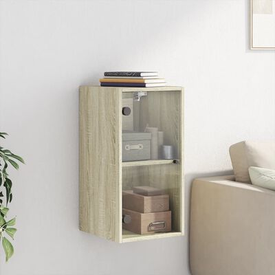 vidaXL Mobile a Muro con Ante in Vetro Rovere Sonoma 35x37x68,5 cm