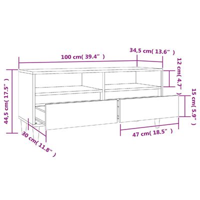 vidaXL Mobile TV Rovere Fumo 100x34,5x44,5 cm in Legno Multistrato