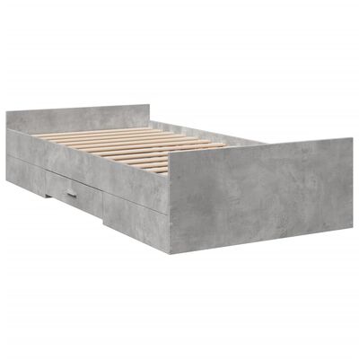 vidaXL Giroletto Cassetti Grigio Cemento 75x190 cm Legno Multistrato