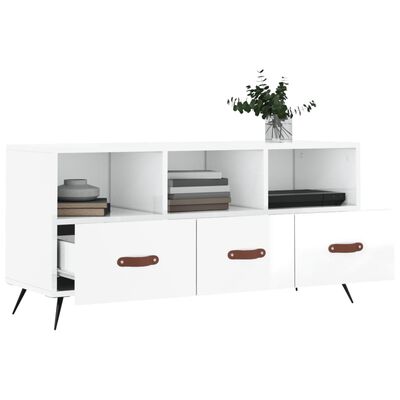 vidaXL Mobile Porta TV Bianco Lucido 102x36x50 cm in Legno Multistrato