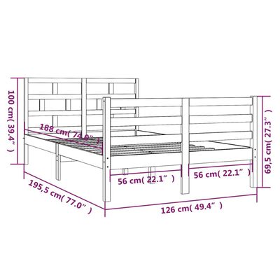 vidaXL Giroletto Bianco 120x190 cm Small Double in Legno Massello