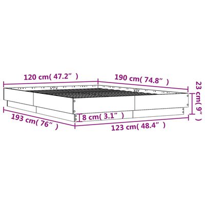 vidaXL Giroletto Bianco 120x190 cm in Legno Multistrato