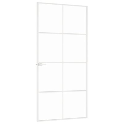 vidaXL Porta Interna Bianca 93x201,5cm Vetro Temperato Alluminio Slim