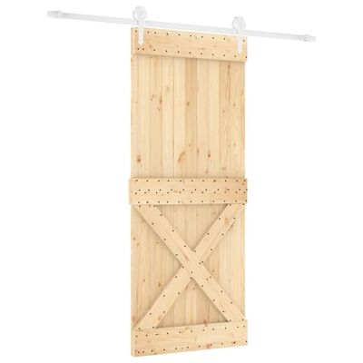 vidaXL Porta Scorrevole con Set Hardware 85x210 cm Legno Massello Pino