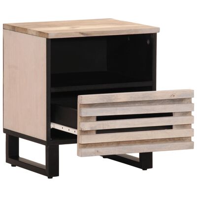 vidaXL Comodini 2pz 40x34x46 cm in Legno Massello di Mango Sbiancato