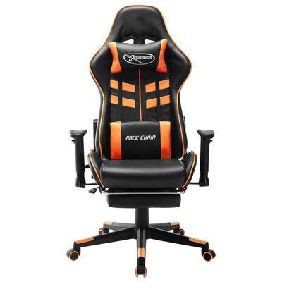 vidaXL Sedia da Gaming con Poggiapiedi Nera e Arancione in Similpelle