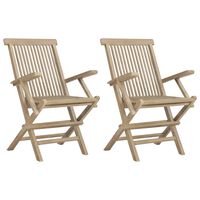 vidaXL Sedie Giardino Pieghevoli 2pz Grigie 56x61x89 cm Massello Teak