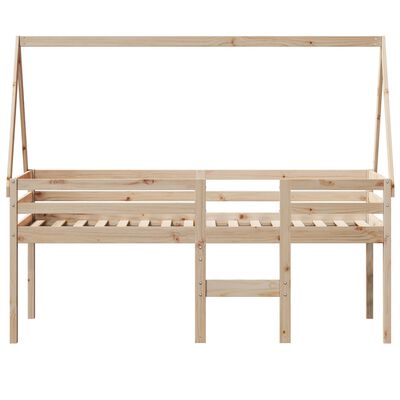 vidaXL Letto a Soppalco con Tetto 75x190 cm in Legno Massello di Pino