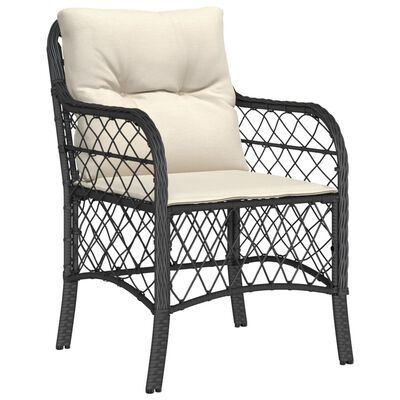 vidaXL Set da Pranzo da Giardino 7 pz Nero con Cuscini in Polyrattan