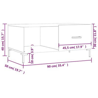 vidaXL Tavolino da Salotto Grigio Sonoma 90x50x40 cm Legno Multistrato