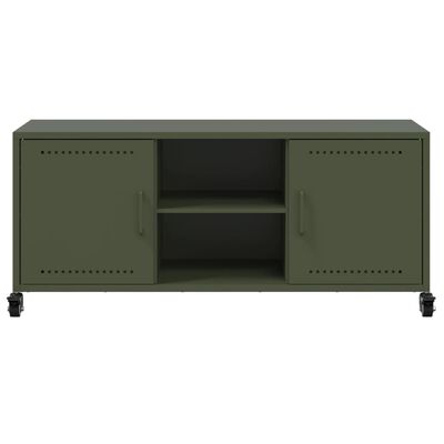 vidaXL Mobile TV Verde Oliva 100,5x39x43,5 cm in Acciaio